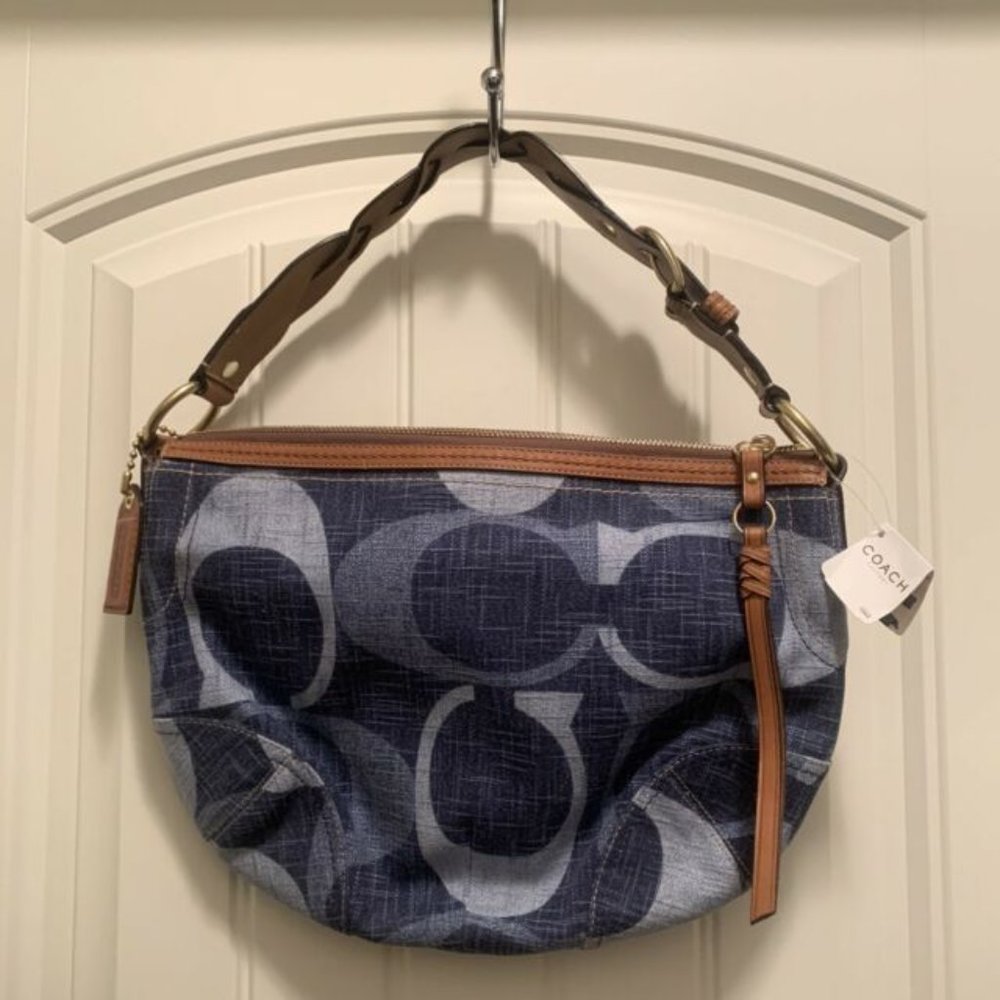 Coach Blue Denim Tonal Signature "C" Print Bag